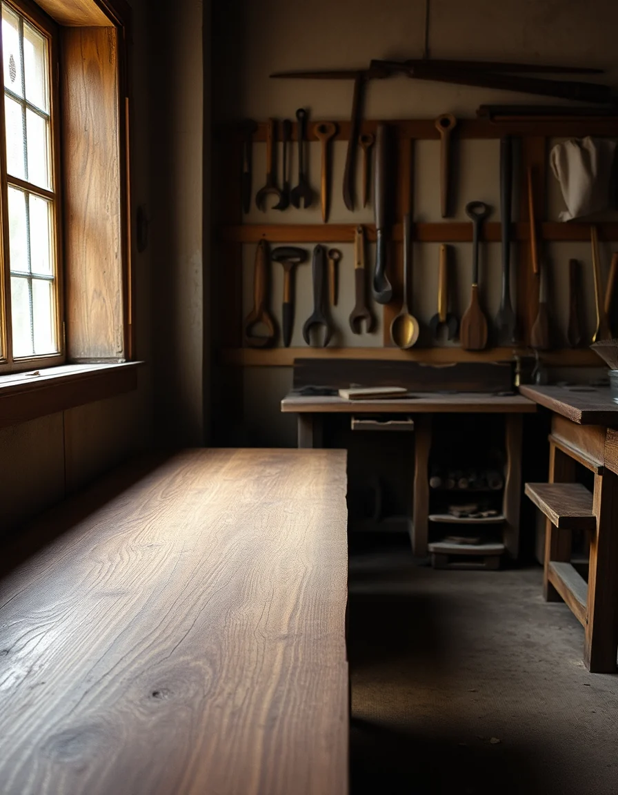 A workshop worn smooth by decades of use, hand tools hanging in their outlines