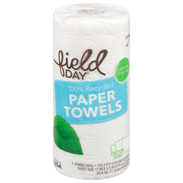 FIELD DAY Paper Towels, 100% Recycled, Jumbo, 2-Ply
