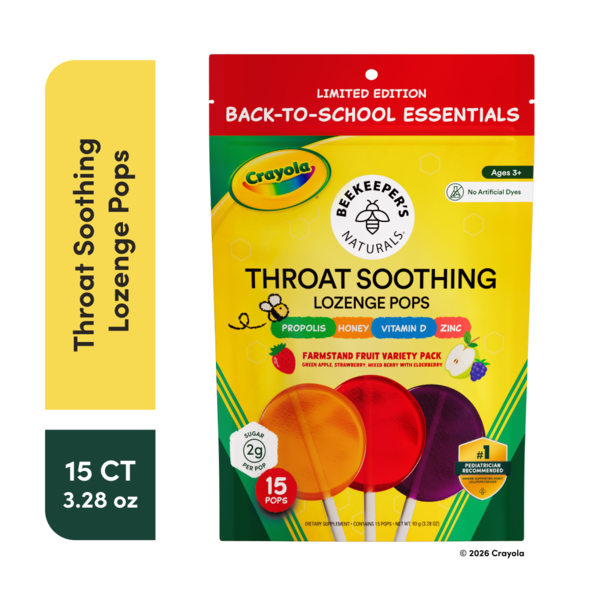 Beekeeper's Naturals Kid's Throat Soothing Lollipops, Doctor Formulated