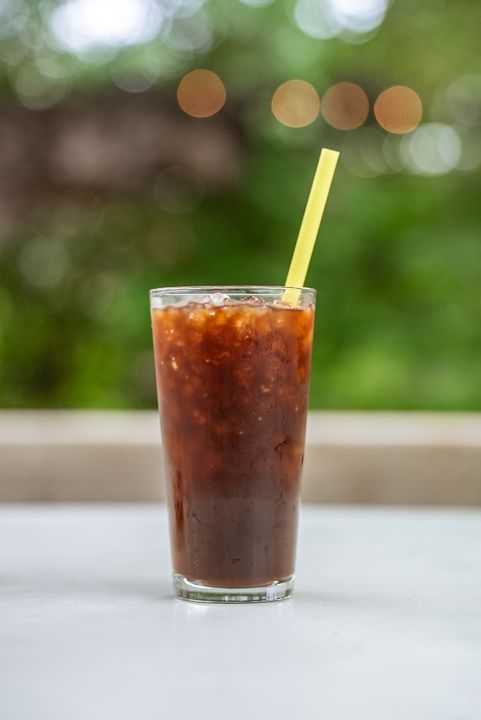 A large glass of cold brew coffee