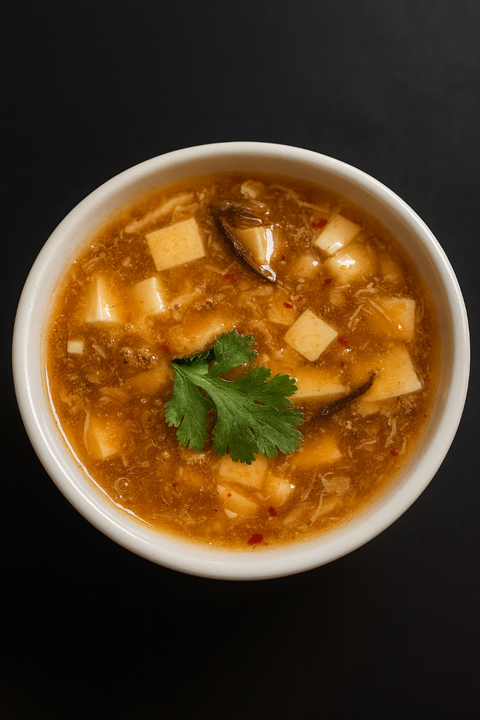 A steaming bowl of Hot & Sour Soup
